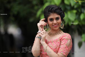 Viswa Sri Bandhavi in Pink and Champagne Ornate Lehenga