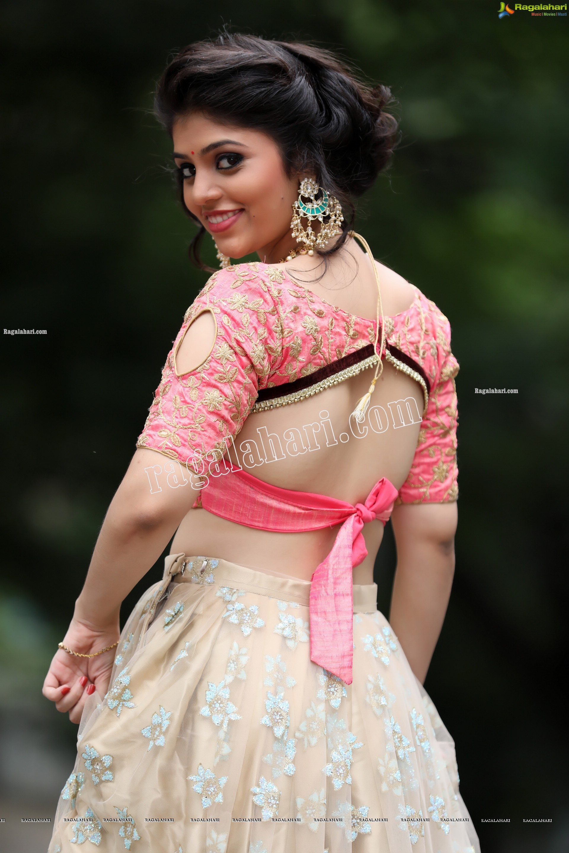 Viswa Sri Bandhavi in Blush Pink and Champagne Embellished Lehenga Exclusive Photo Shoot