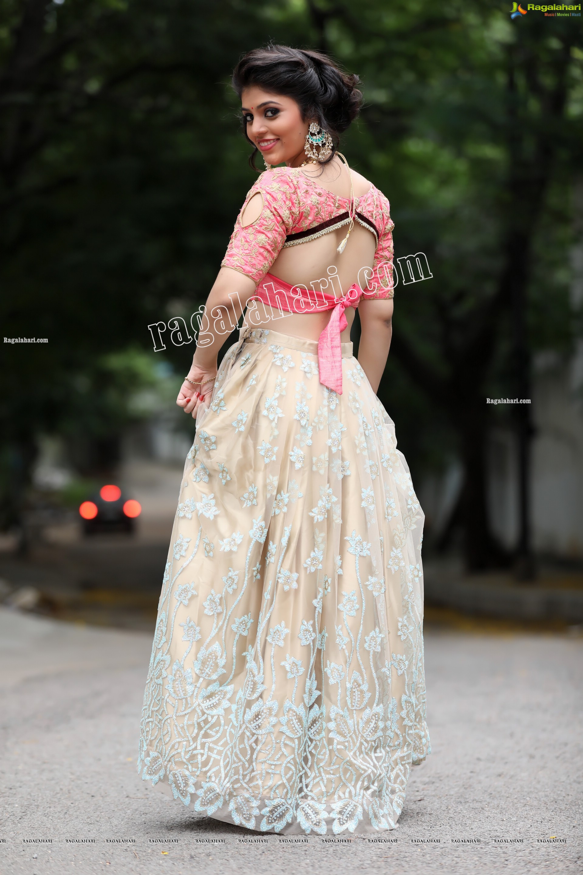 Viswa Sri Bandhavi in Blush Pink and Champagne Embellished Lehenga Exclusive Photo Shoot