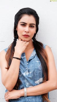 Sanjana Anne in Denim Mini Jumpsuit