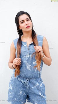 Sanjana Anne in Denim Mini Jumpsuit