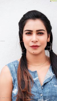 Sanjana Anne in Denim Mini Jumpsuit