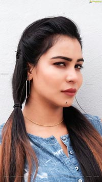 Sanjana Anne in Denim Mini Jumpsuit