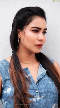 Sanjana Anne in Denim Mini Jumpsuit