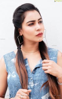 Sanjana Anne in Denim Mini Jumpsuit