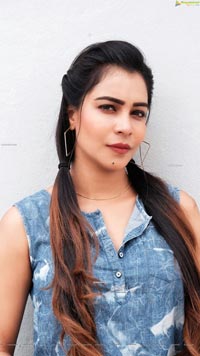 Sanjana Anne in Denim Mini Jumpsuit