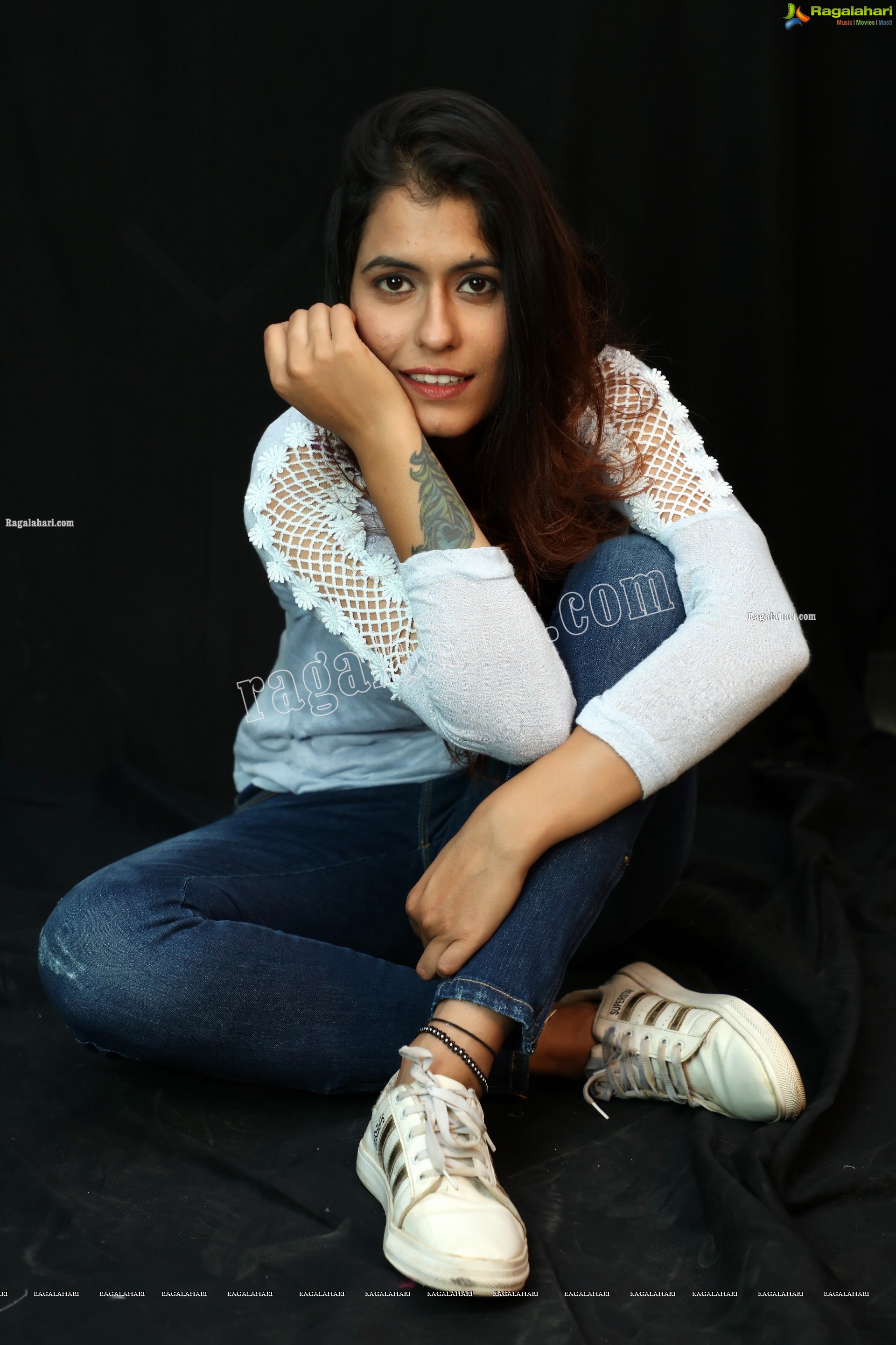 Chanchal Sharma in Blue Leather Jacket and Jeans, Exclusive Photoshoot