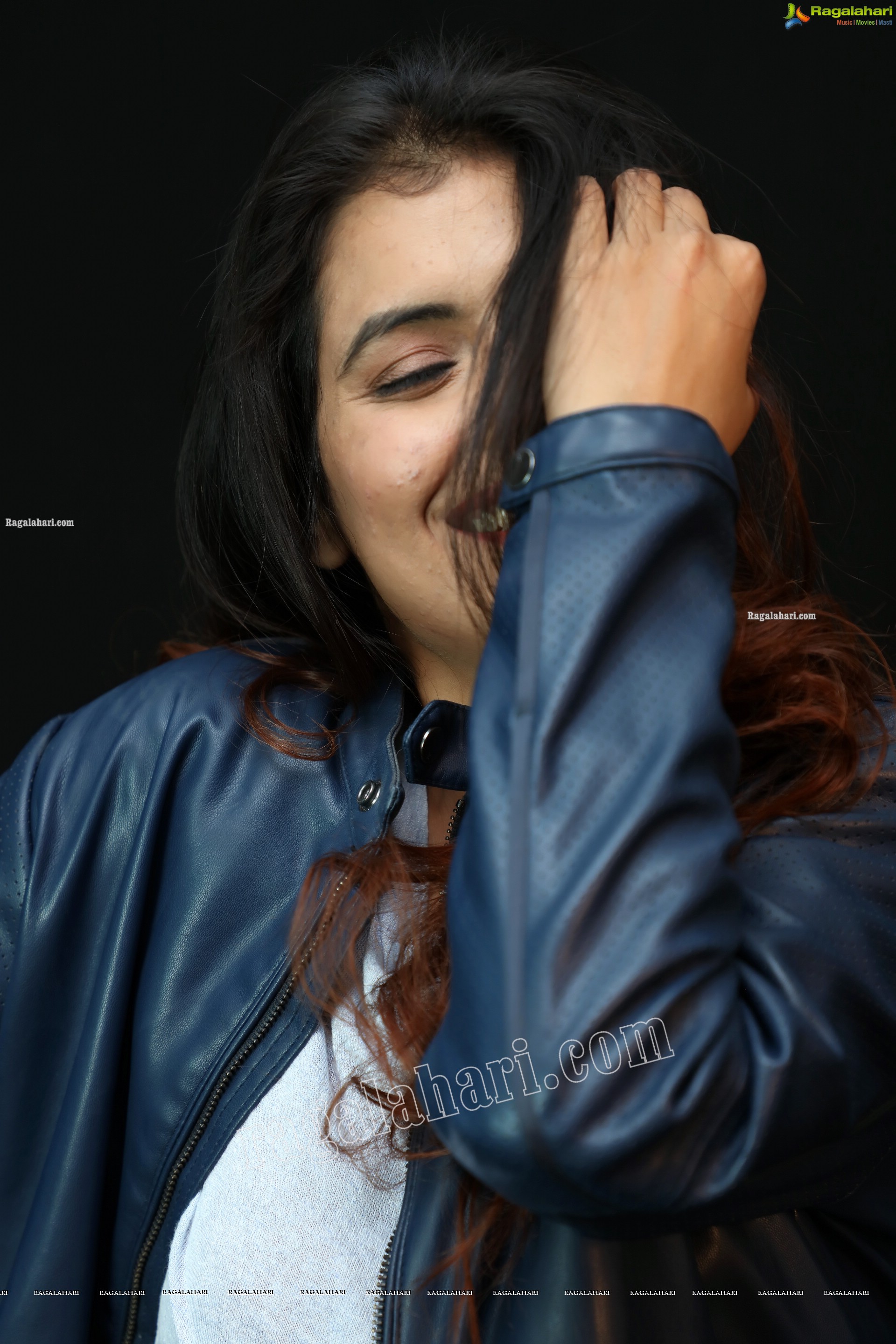 Chanchal Sharma in Blue Leather Jacket and Jeans, Exclusive Photoshoot