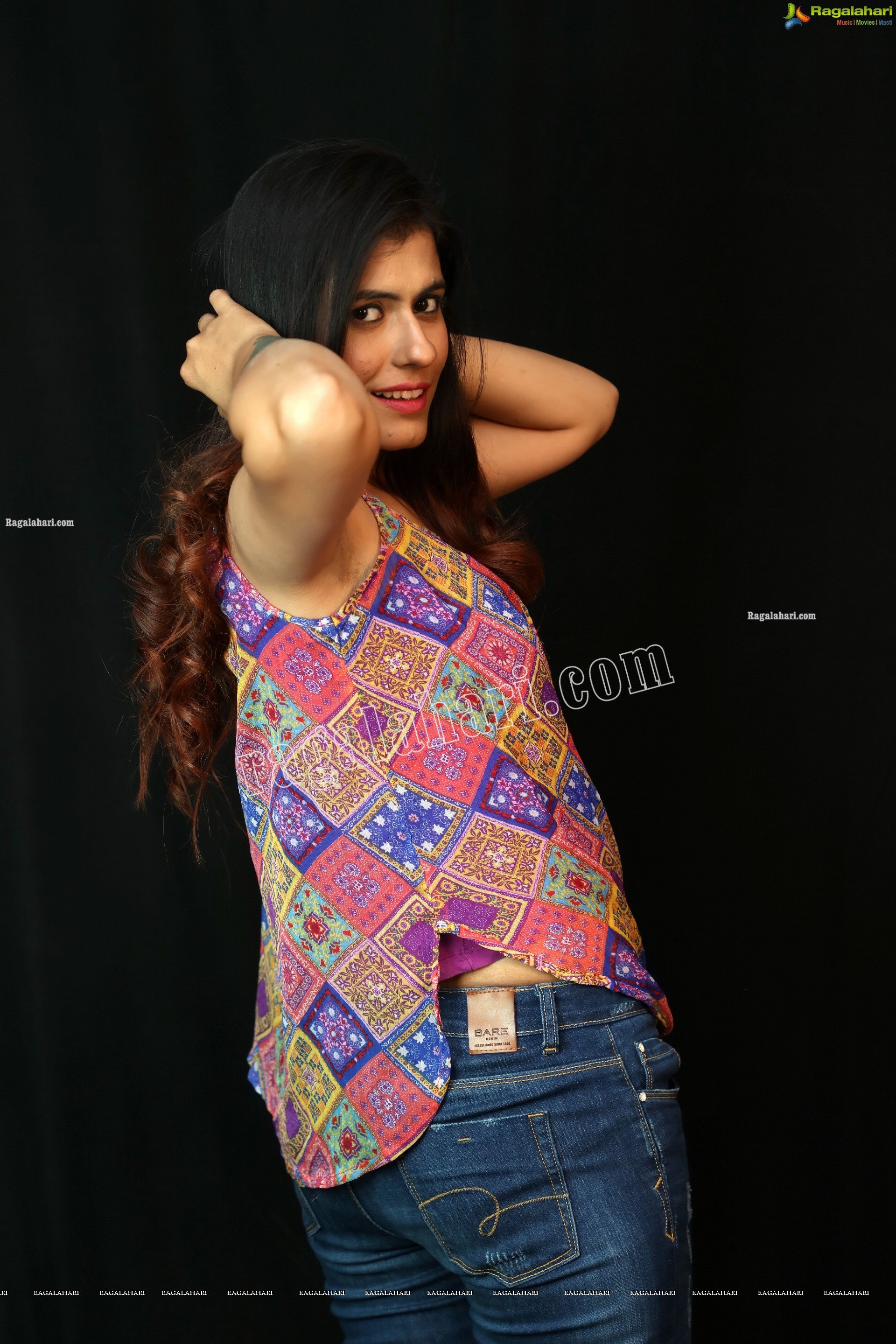 Chanchal Sharma in Ethnic Pattern Print Top and Jeans, Exclusive Photoshoot