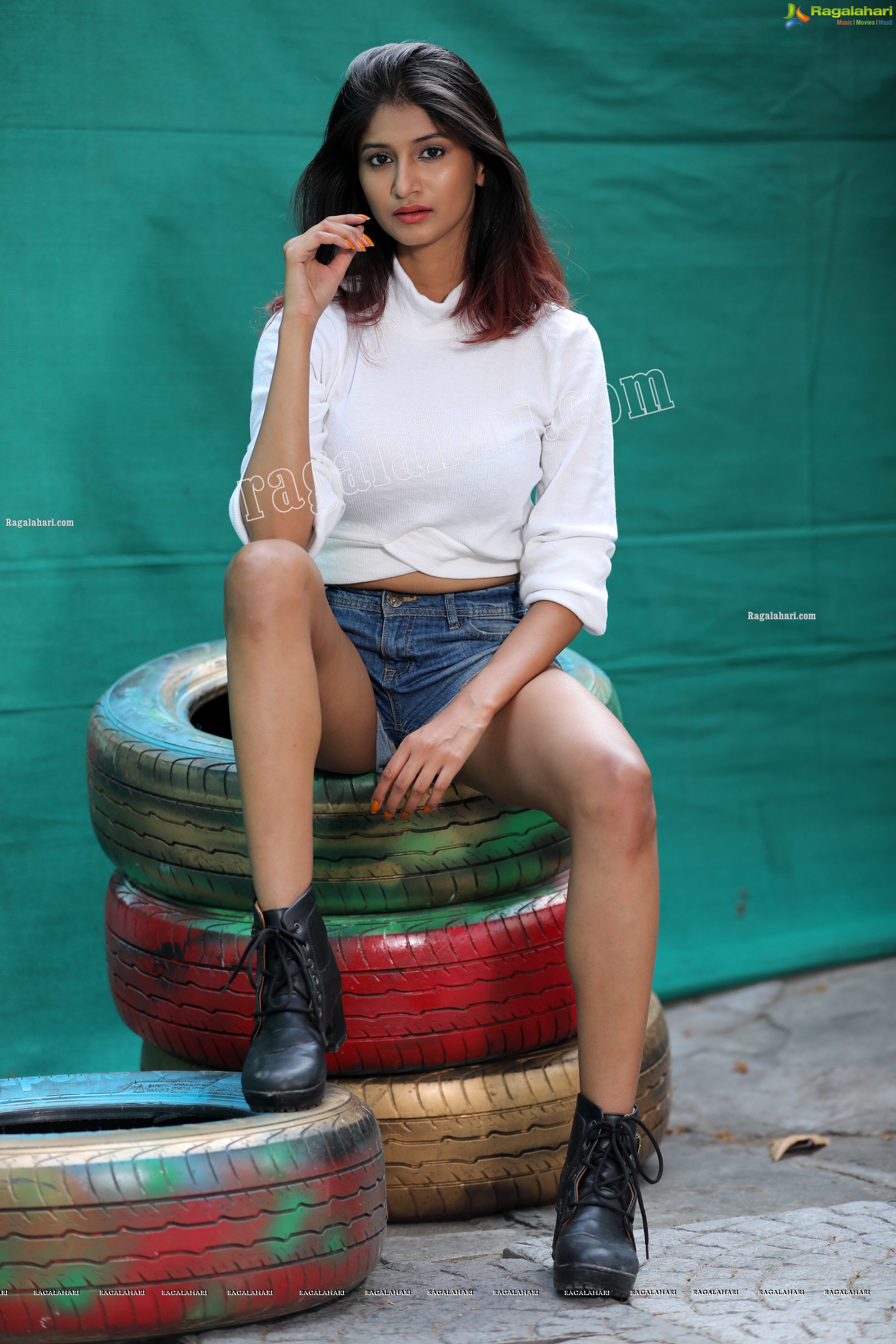 Sulagna Karmakar in White Crop Top and Denim Shorts, Exclusive Photoshoot