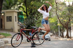 Sulagna Karmakar in White Crop Top and Denim Shorts