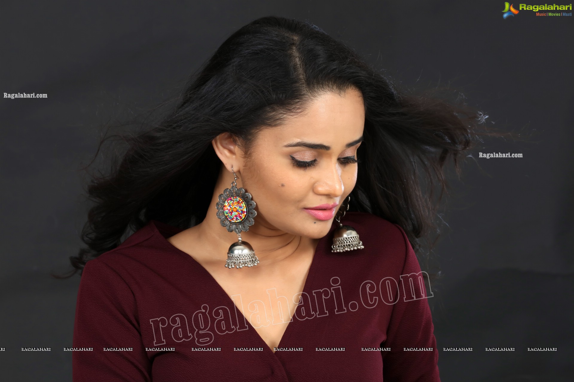 Usha Kurapati in Burgundy Mini Dress, Exclusive Photoshoot