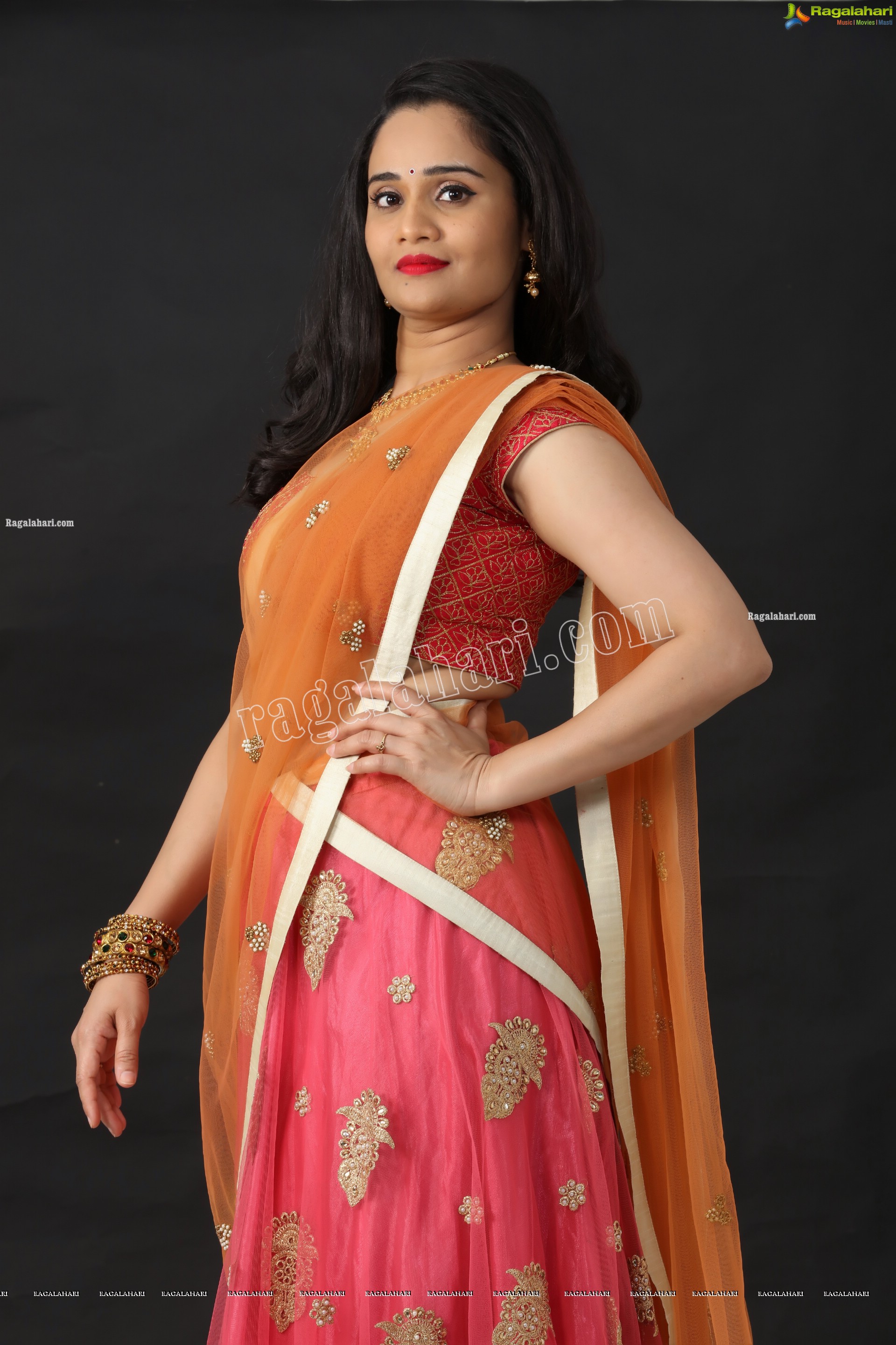 Usha Kurapati in Pink Embellished Lehenga Choli, Exclusive Photoshoot