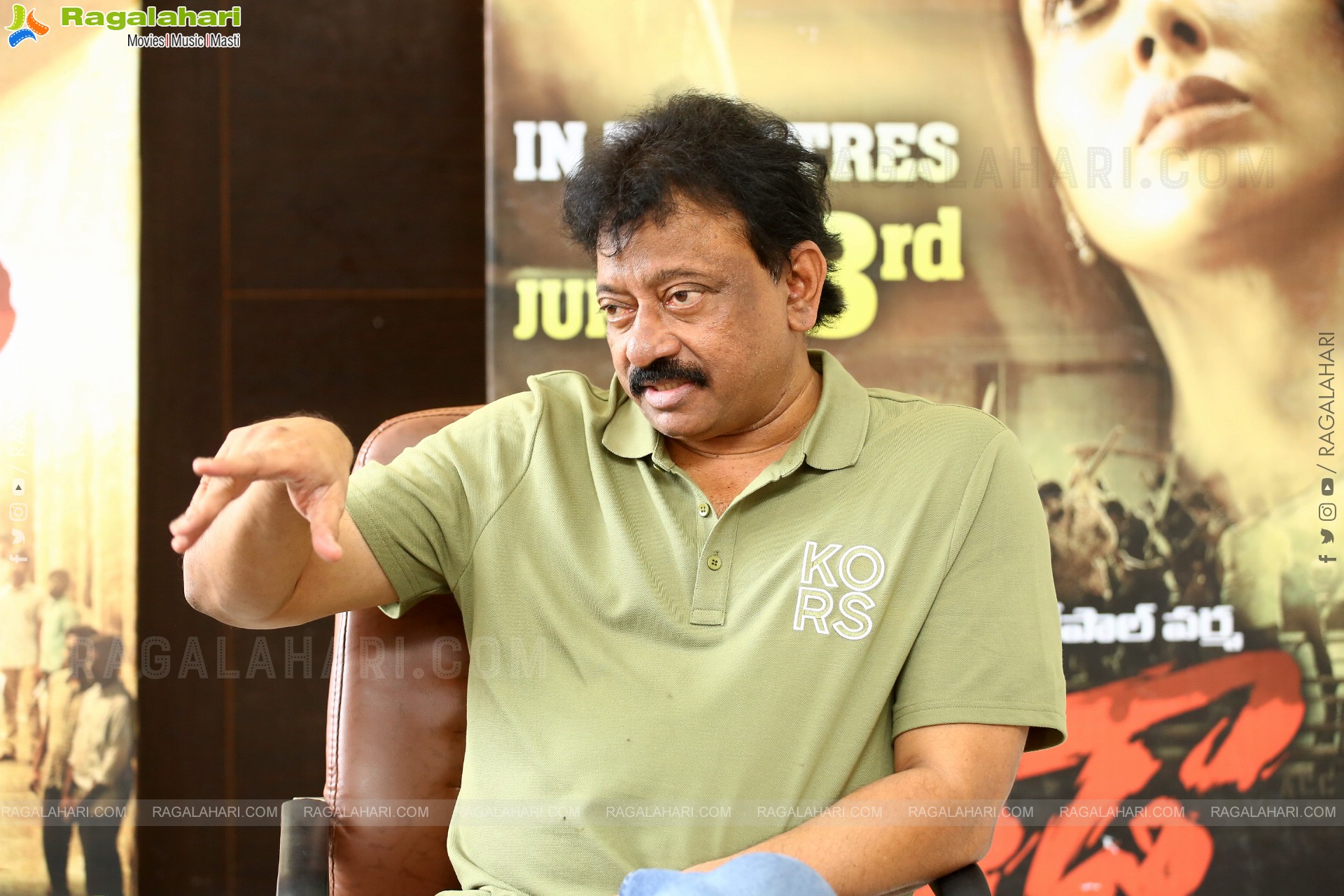 Filmmaker Ram Gopal Varma at Konda Movie Interview, HD Stills