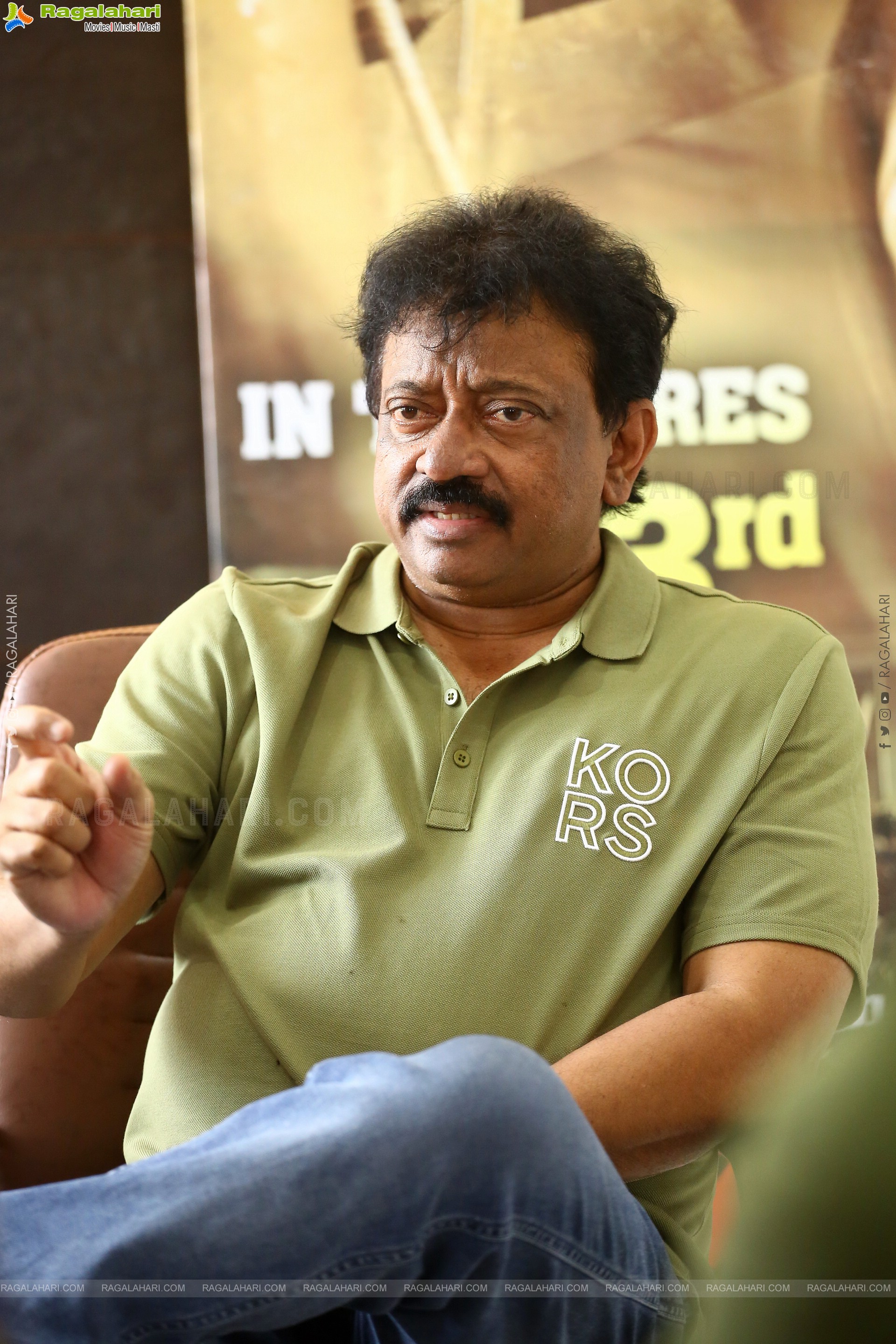 Filmmaker Ram Gopal Varma at Konda Movie Interview, HD Stills