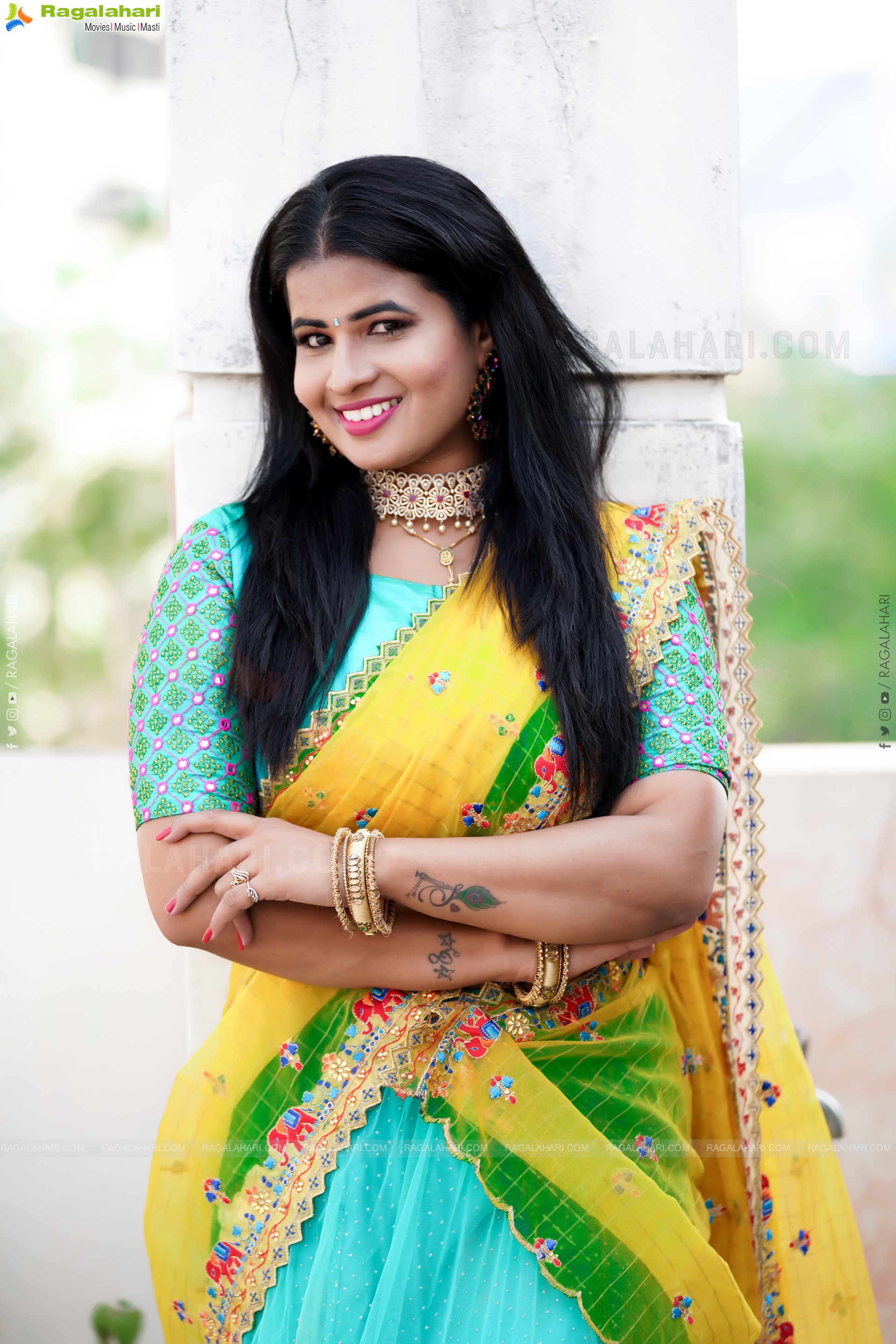 Anusha Venugopal in Designer Cyan Blue Lehenga Choli, Exclusive Photo Shoot