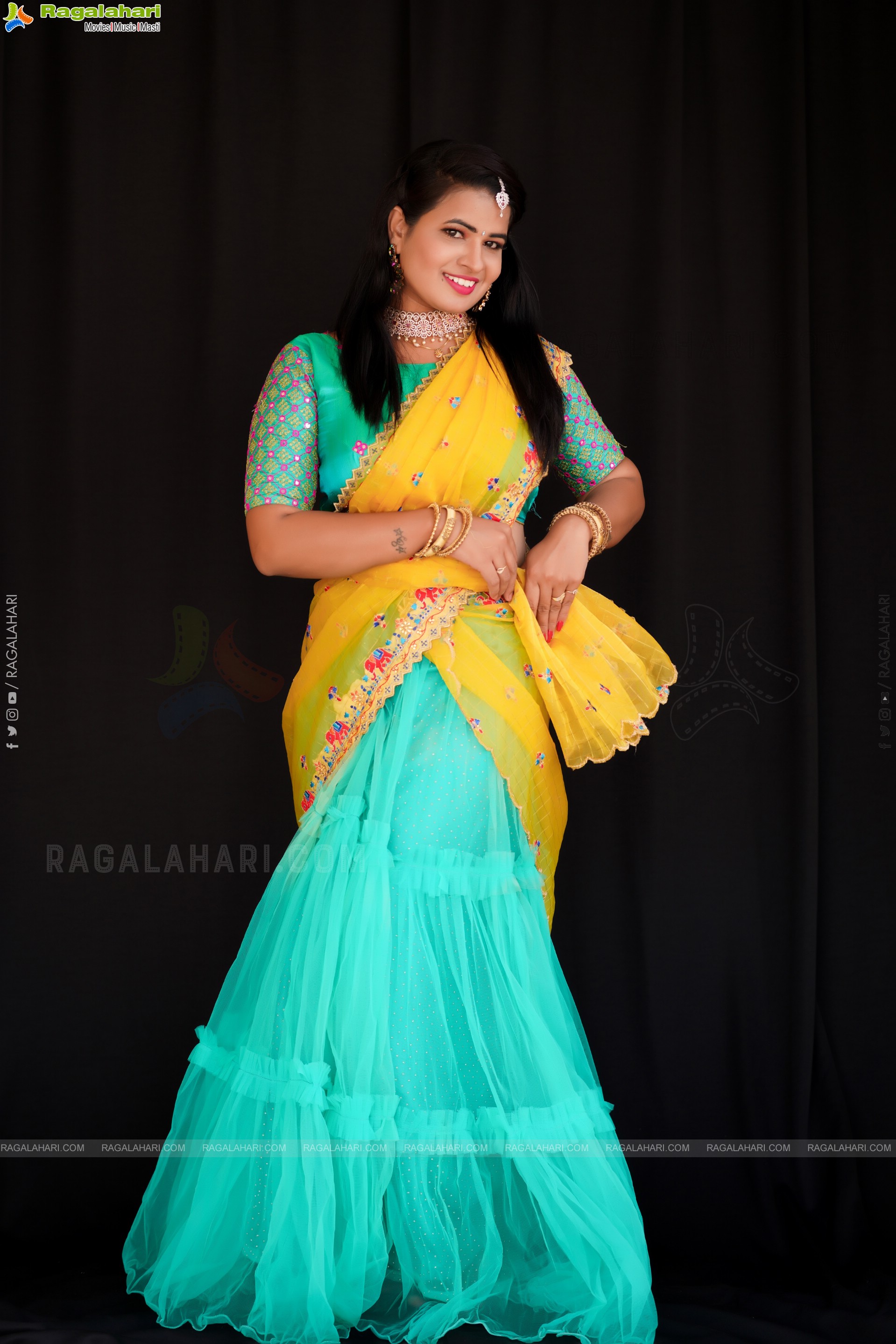 Anusha Venugopal in Designer Cyan Blue Lehenga Choli, Exclusive Photo Shoot