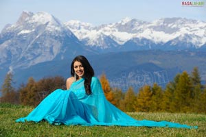 Hansika Motwani Sky Blue Saree