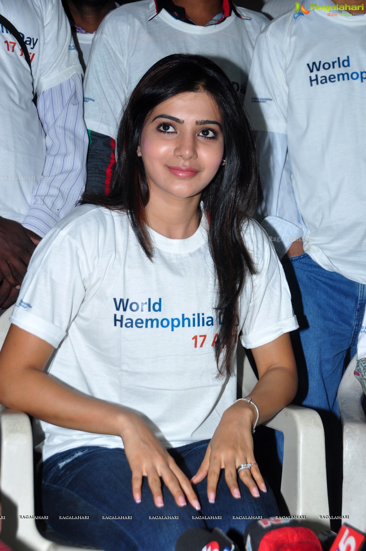 Samantha at World Haemophilia Day Press Meet, Hyderabad