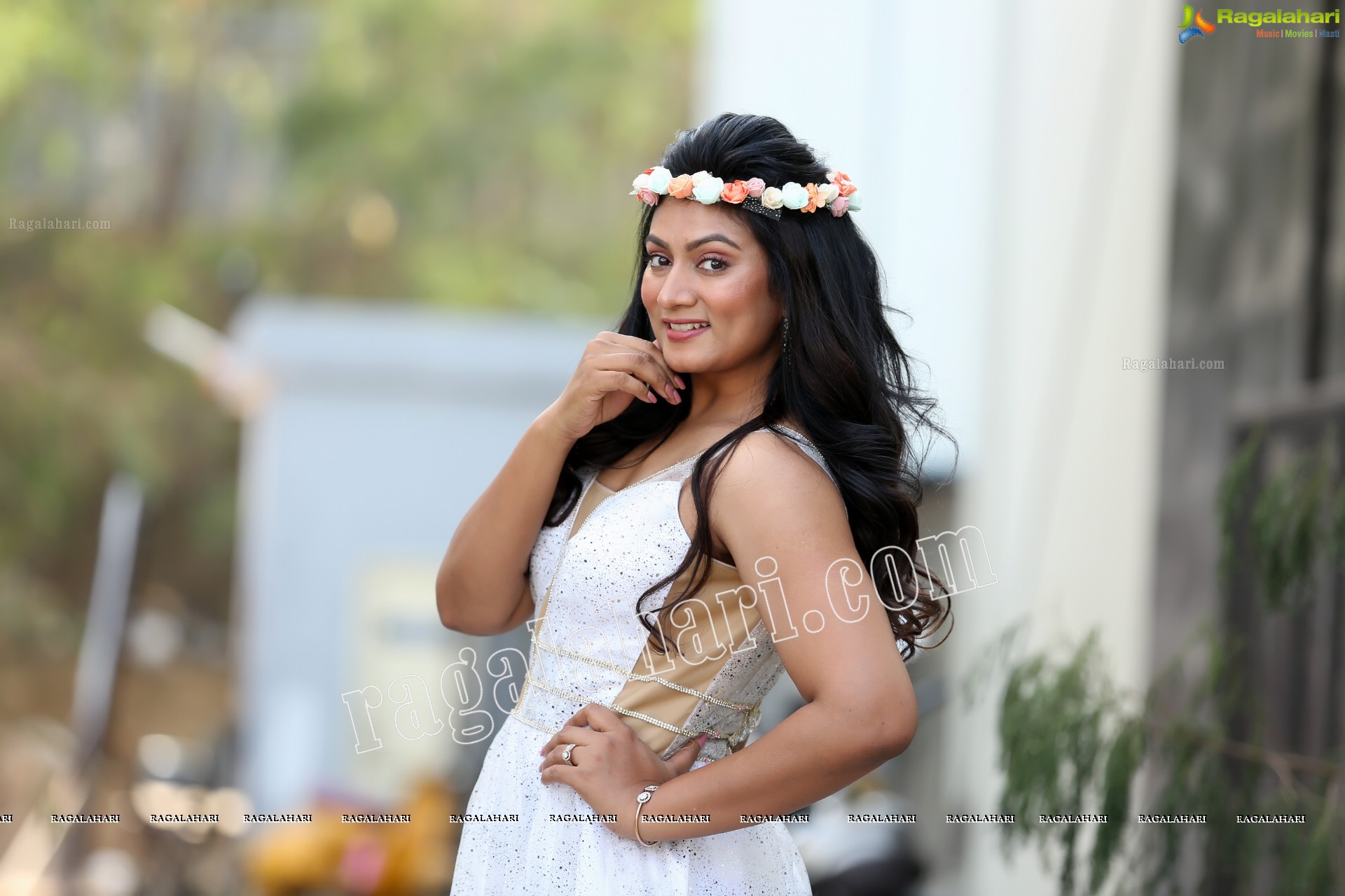 Ashmitha Karnani in Off White Long Gown Exclusive Photo Shoot