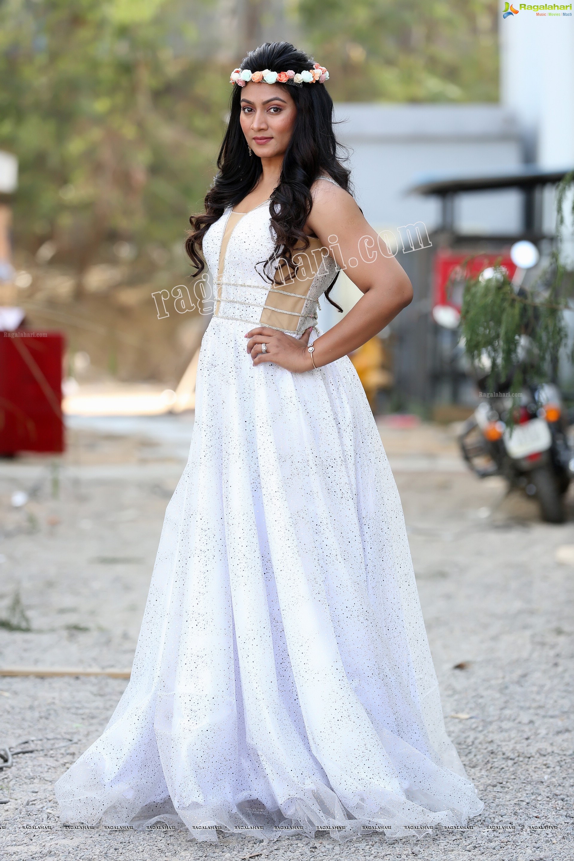 Ashmitha Karnani in Off White Long Gown Exclusive Photo Shoot