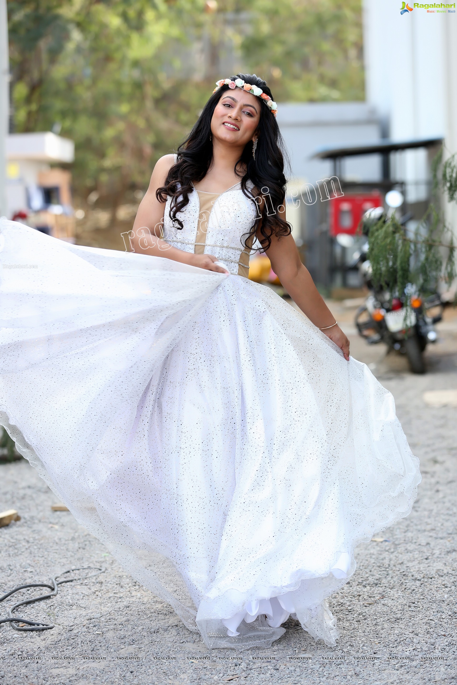 Ashmitha Karnani in Off White Long Gown Exclusive Photo Shoot