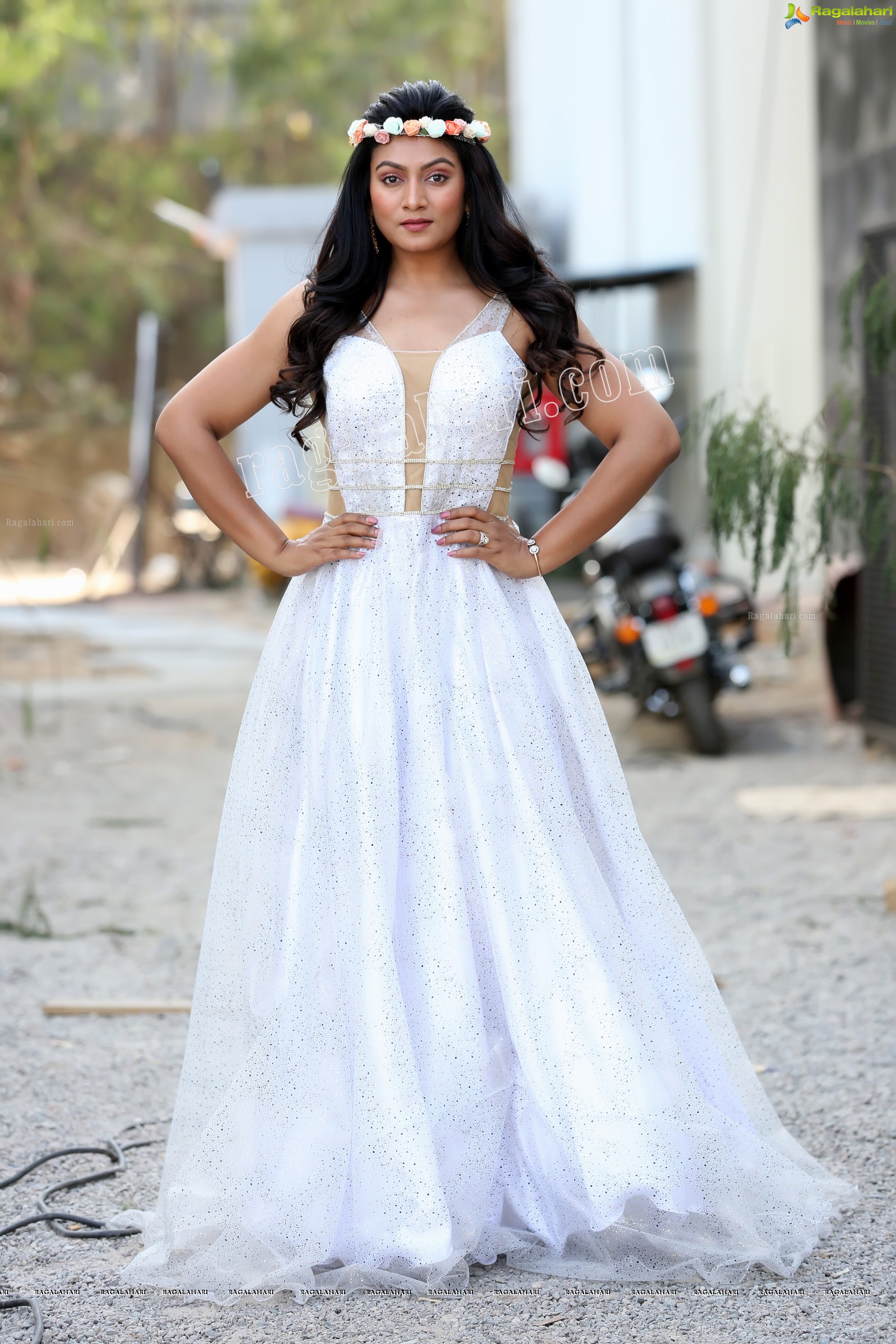 Ashmitha Karnani in Off White Long Gown Exclusive Photo Shoot