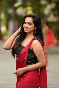 Nakshatra Red Saree Exclusive Photoshoot
