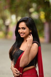 Nakshatra Red Saree Exclusive Photoshoot