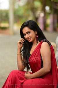 Nakshatra Red Saree Exclusive Photoshoot