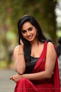 Nakshatra Red Saree Exclusive Photoshoot