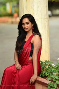 Nakshatra Red Saree Exclusive Photoshoot