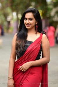 Nakshatra Red Saree Exclusive Photoshoot