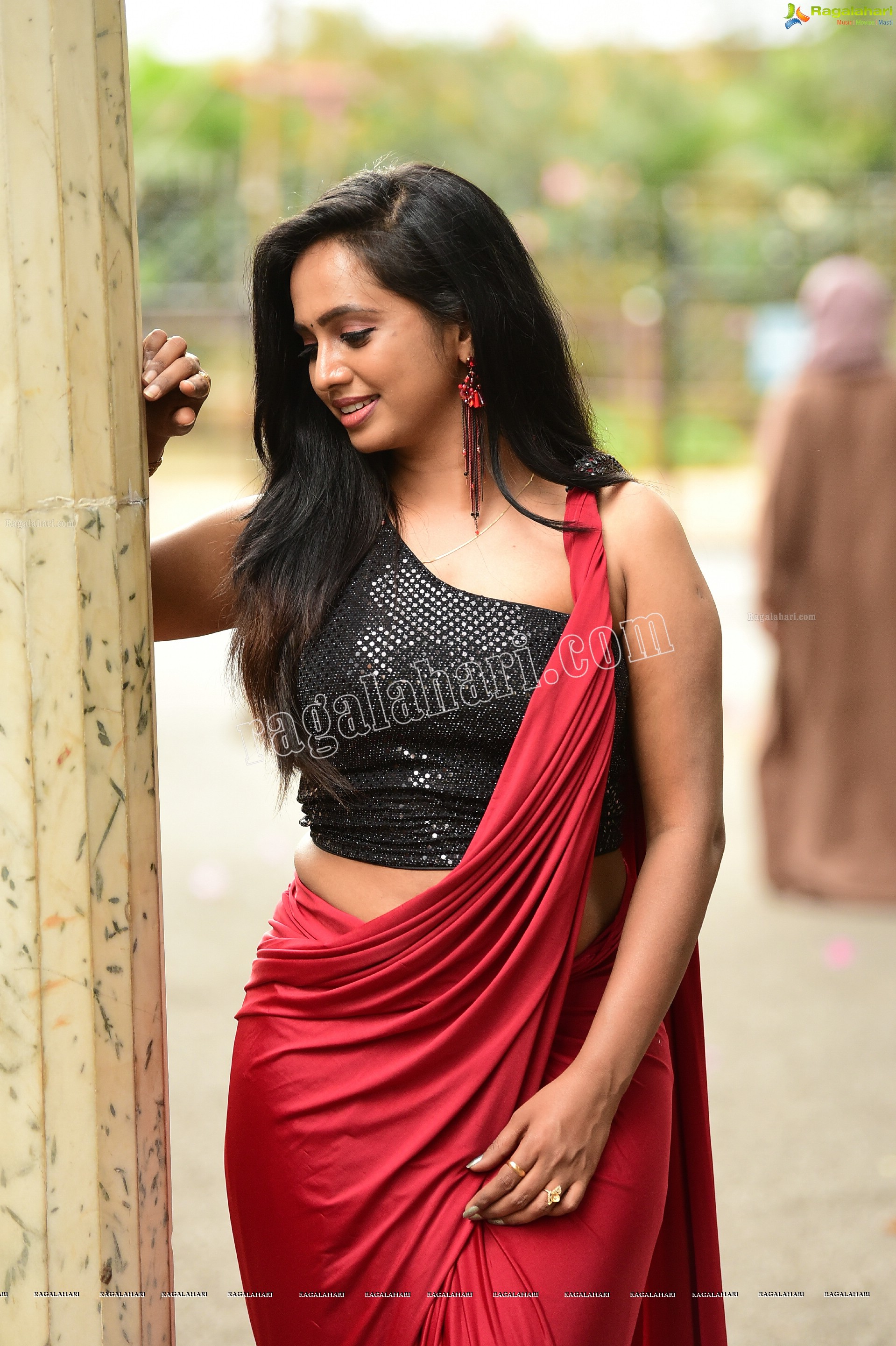 Nakshatra in Red Saree Exclusive Photoshoot
