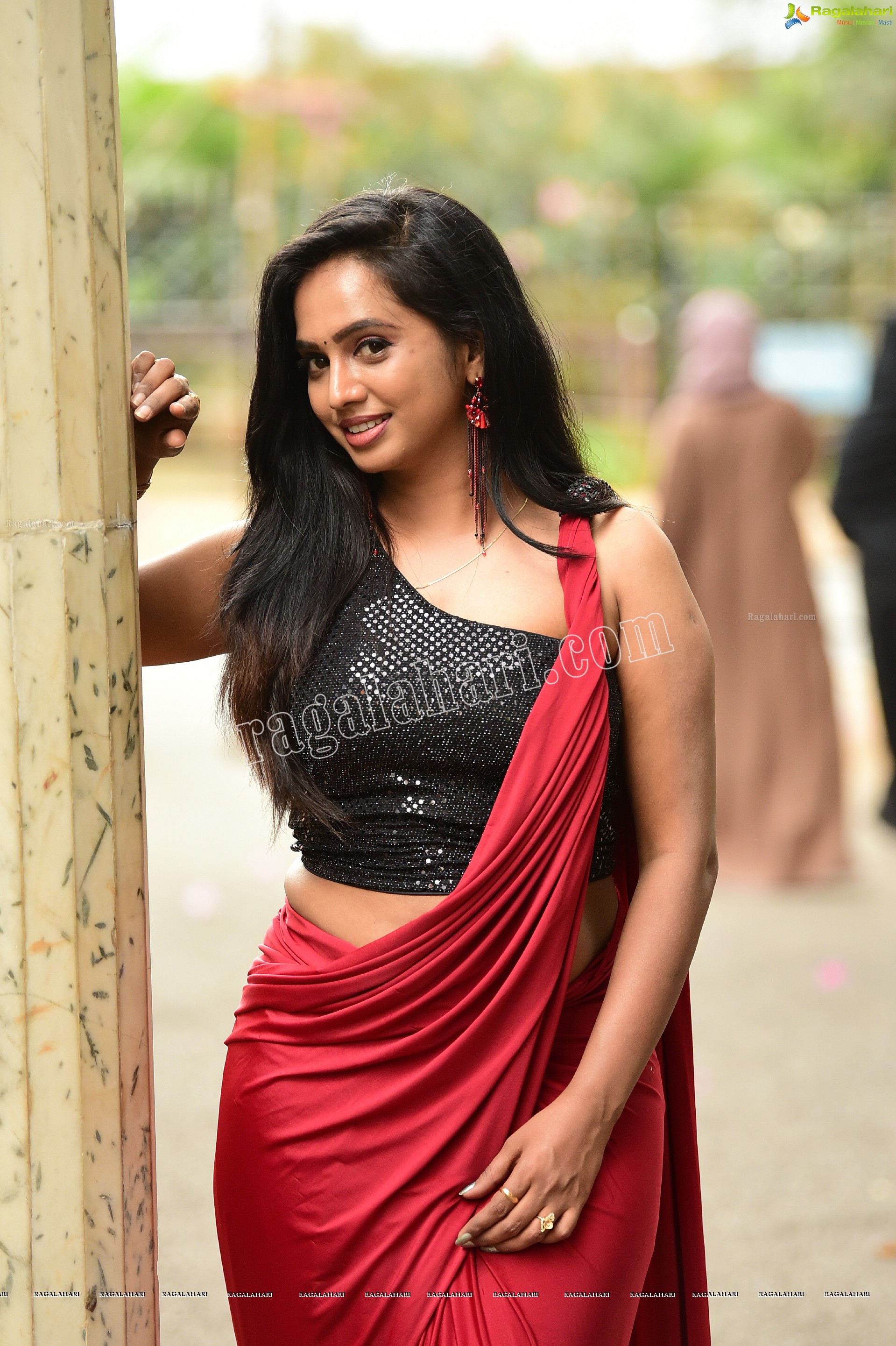 Nakshatra in Red Saree Exclusive Photoshoot