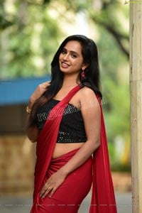 Nakshatra Red Saree Exclusive Photoshoot