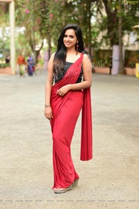 Nakshatra Red Saree Exclusive Photoshoot