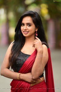 Nakshatra Red Saree Exclusive Photoshoot