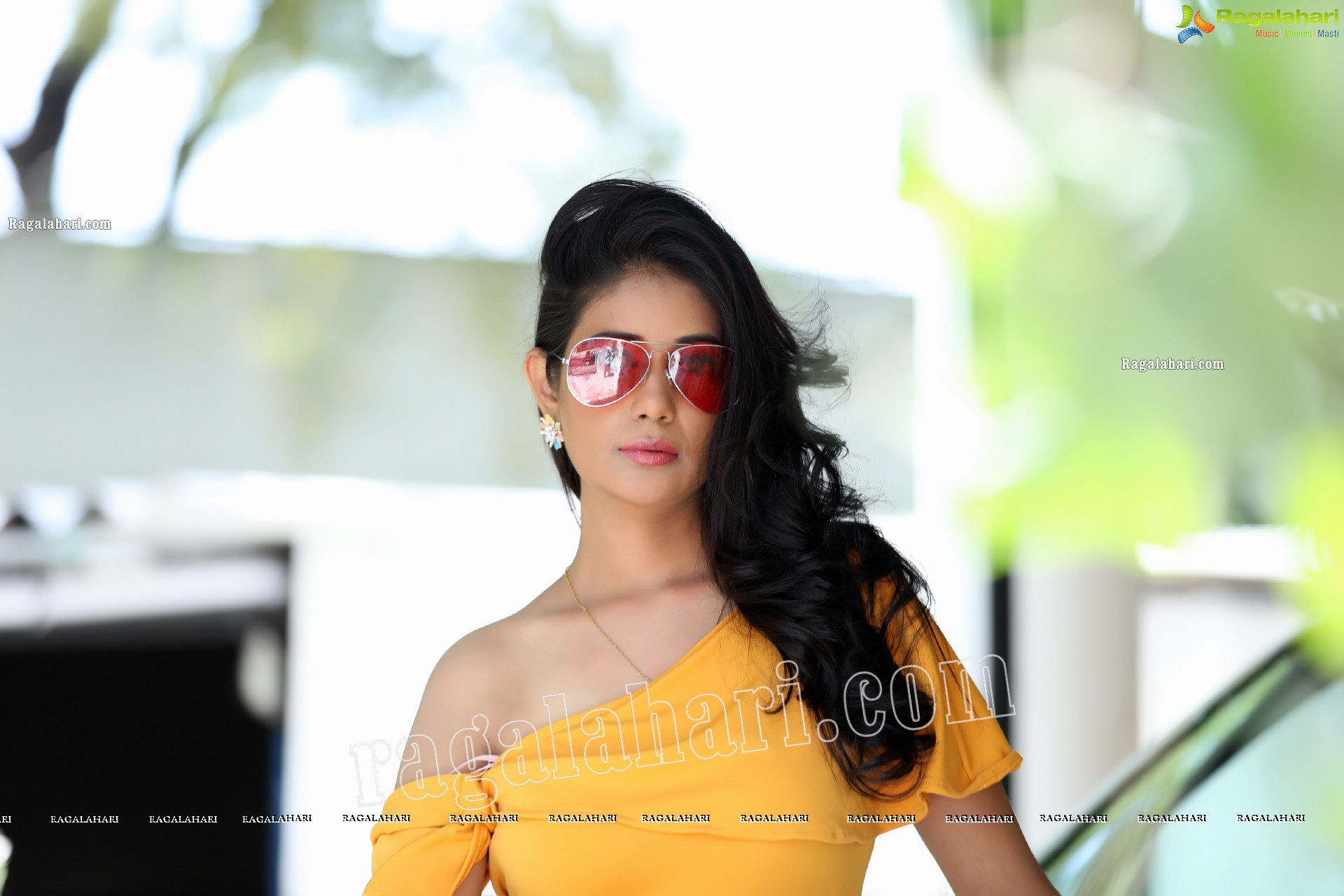 Akshaya Tammavarapu in Yellow One Shoulder Mini Dress Exclusive Photo Shoot