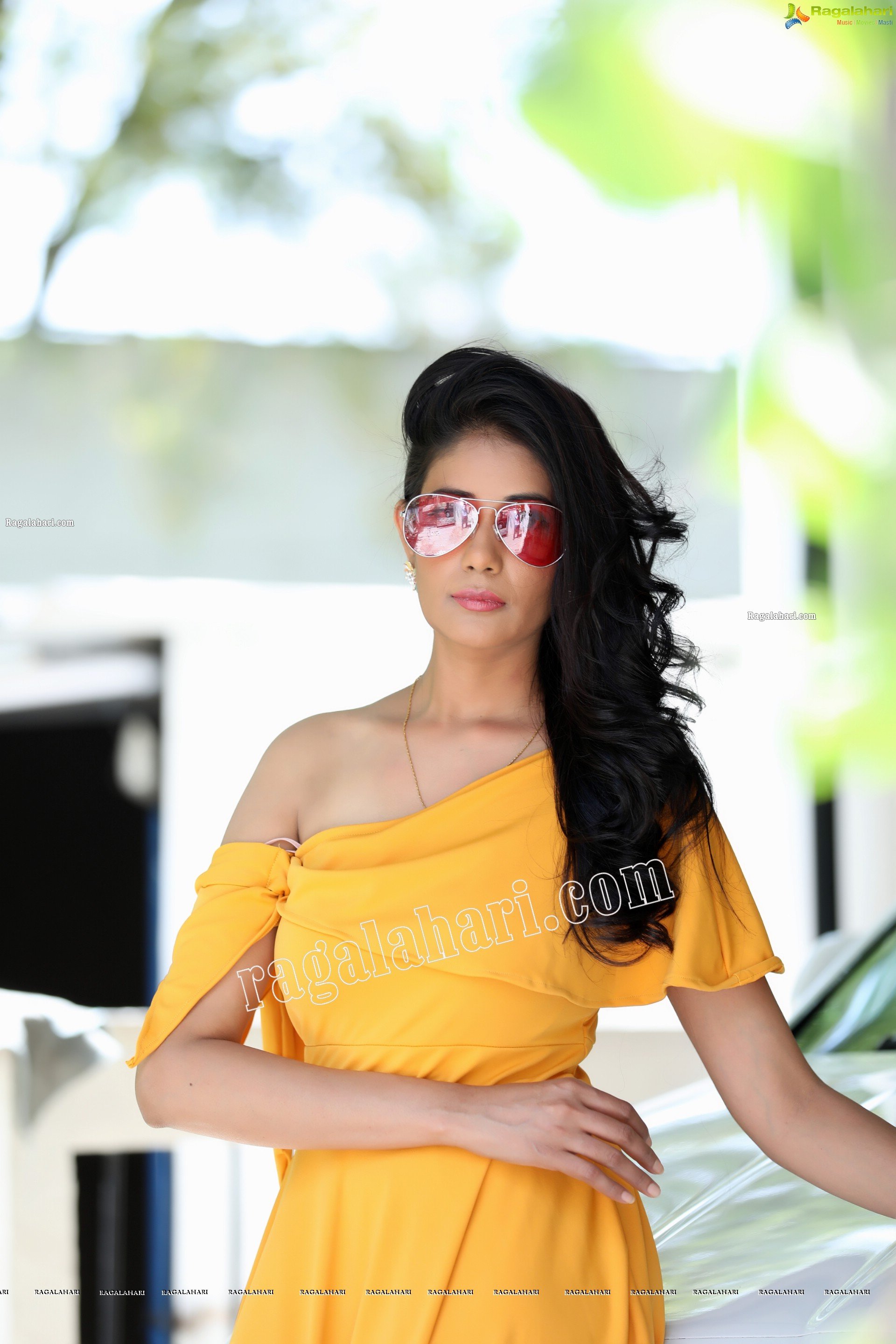 Akshaya Tammavarapu in Yellow One Shoulder Mini Dress Exclusive Photo Shoot