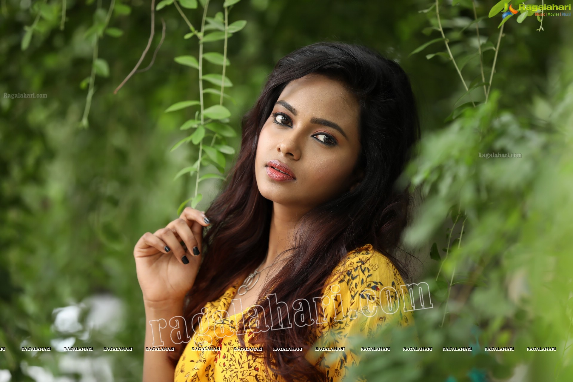 Chandana Koppisetty in Yellow Floral Printed Tunic Exclusive Photo Shoot