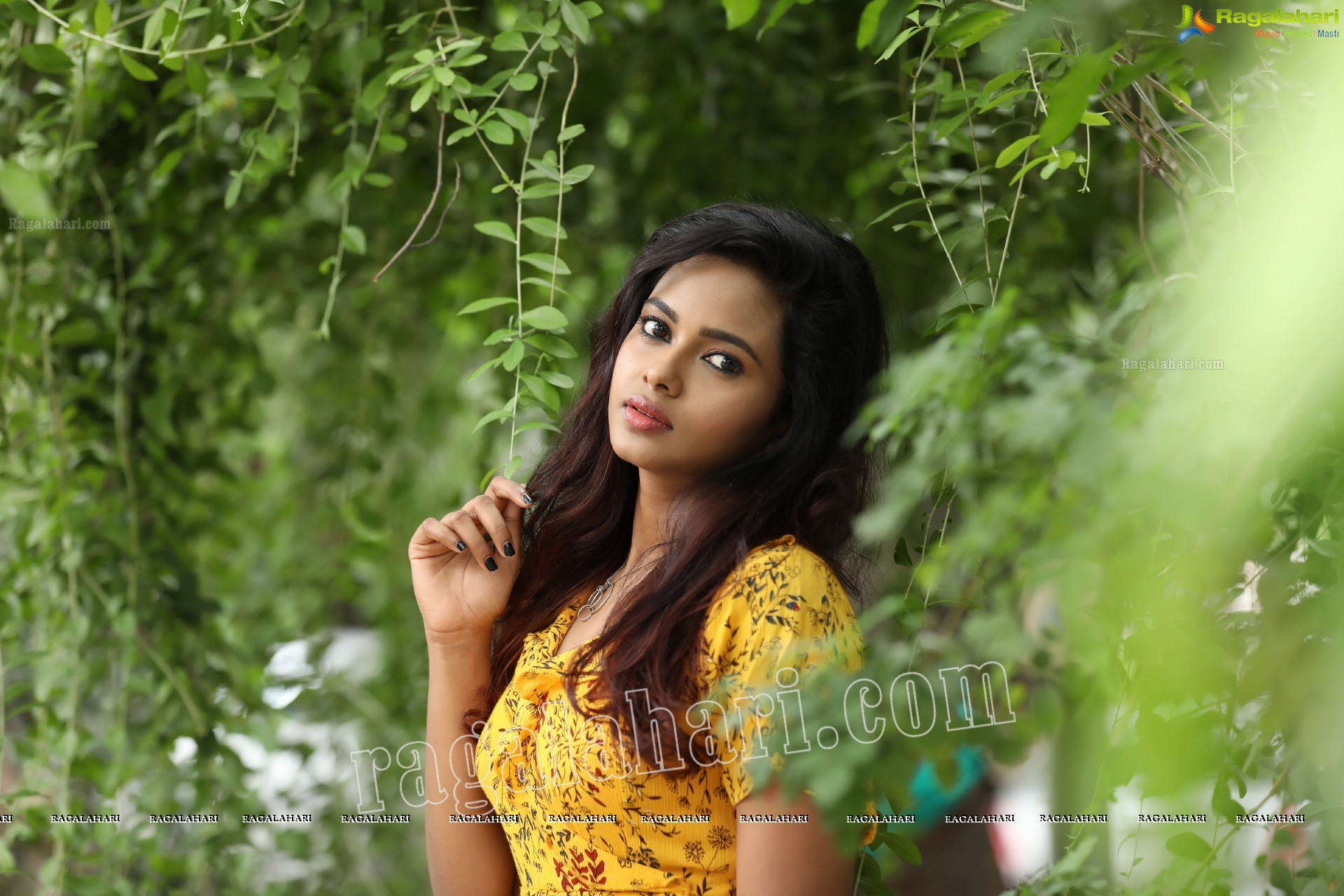 Chandana Koppisetty in Yellow Floral Printed Tunic Exclusive Photo Shoot