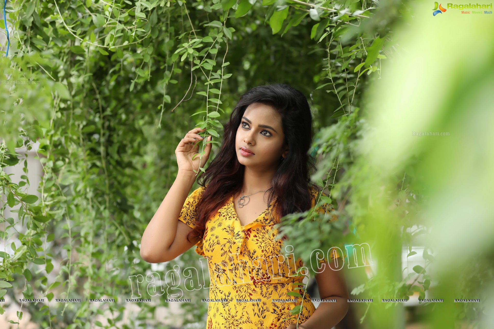 Chandana Koppisetty in Yellow Floral Printed Tunic Exclusive Photo Shoot