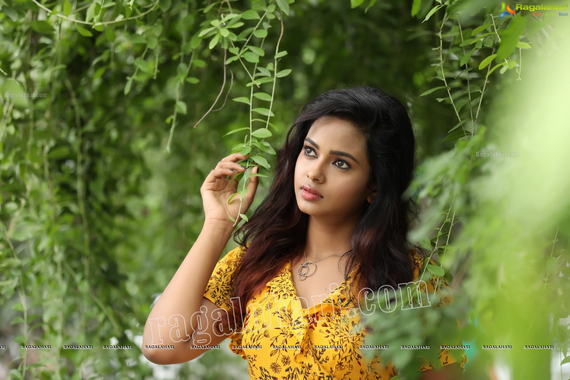 Chandana Koppisetty in Yellow Floral Printed Tunic Exclusive Photo Shoot