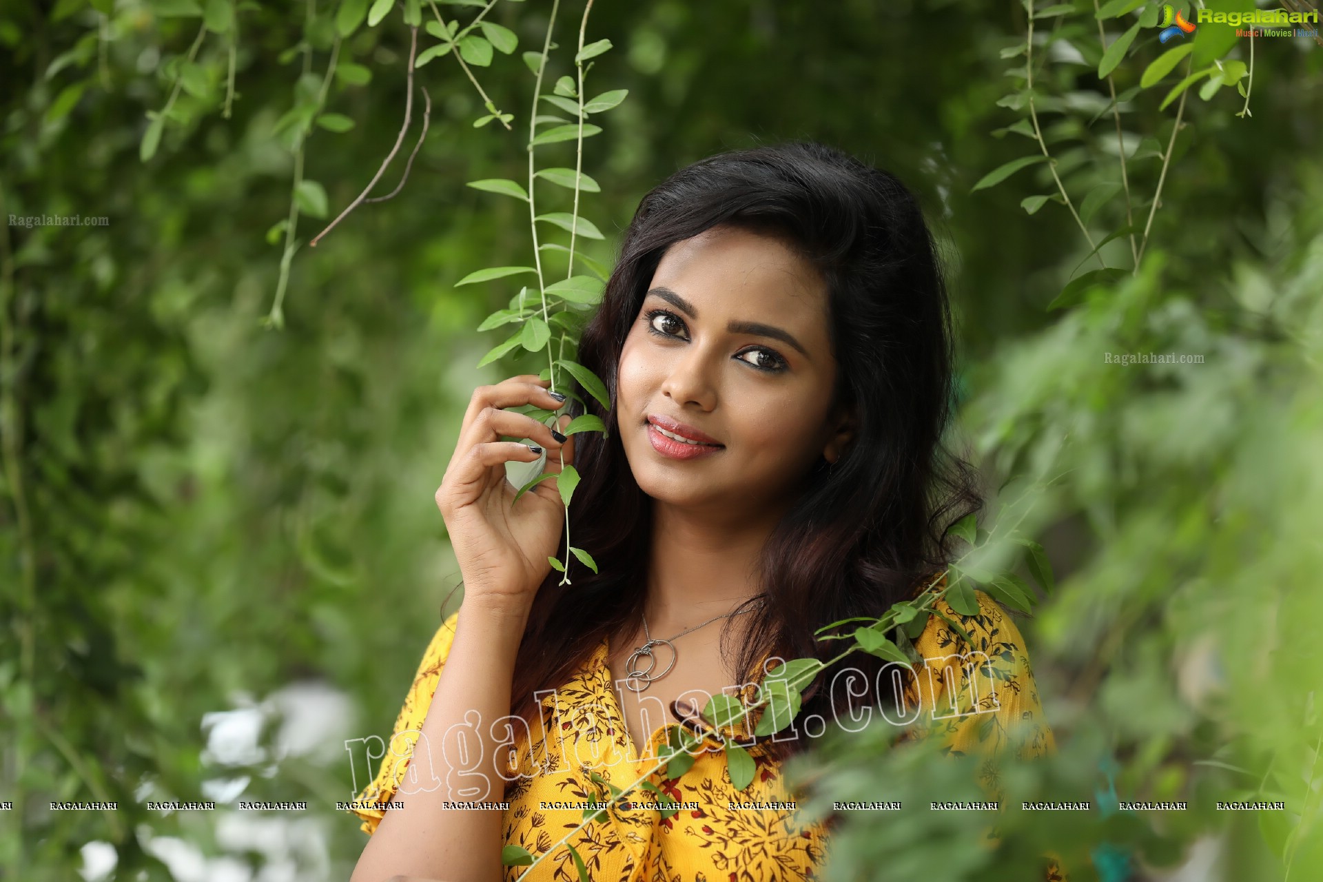 Chandana Koppisetty in Yellow Floral Printed Tunic Exclusive Photo Shoot