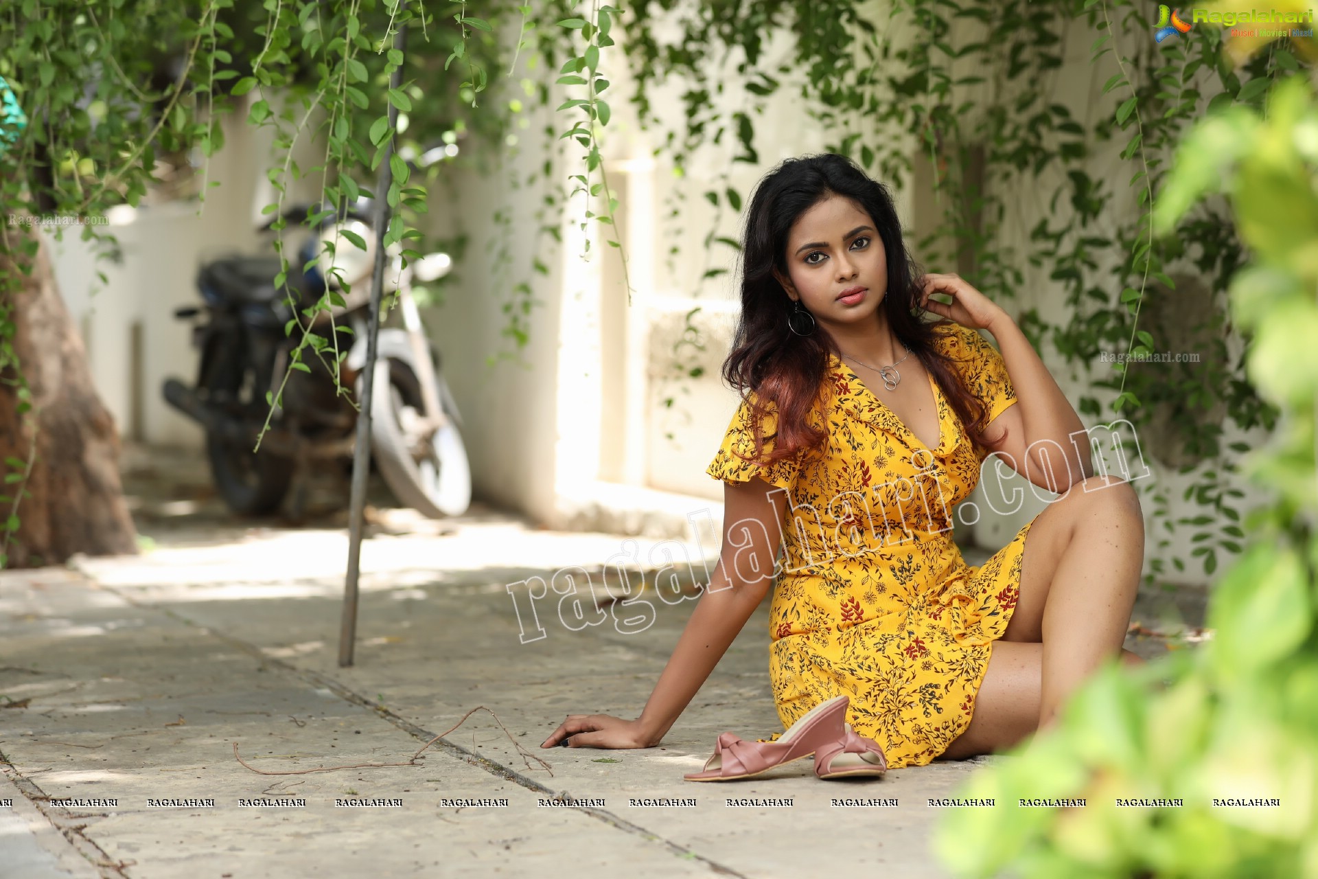 Chandana Koppisetty in Yellow Floral Printed Tunic Exclusive Photo Shoot