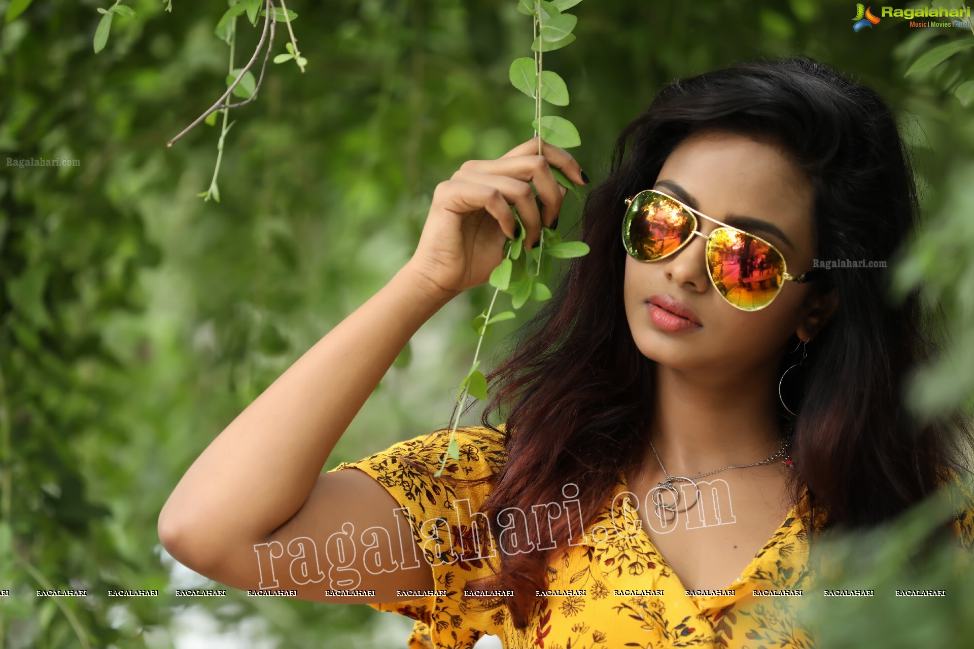 Chandana Koppisetty in Yellow Floral Printed Tunic Exclusive Photo Shoot