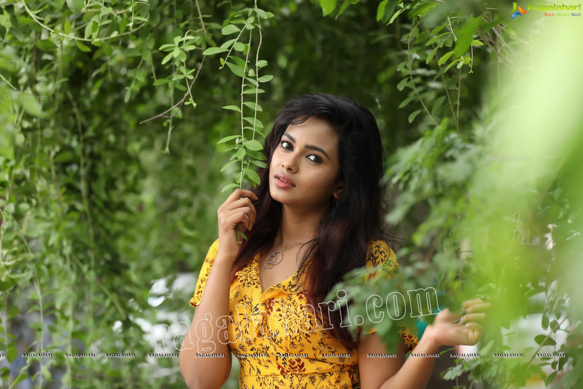 Chandana Koppisetty in Yellow Floral Printed Tunic Exclusive Photo Shoot