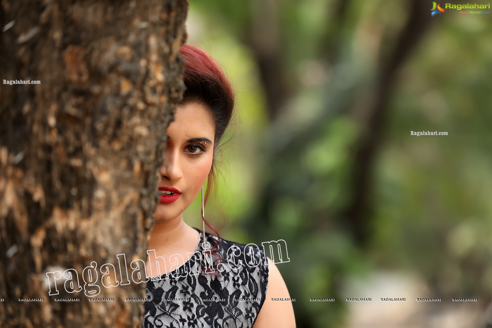 Gunnjan Aras in Slit Black Printed Long Dress Exclusive Photo Shoot