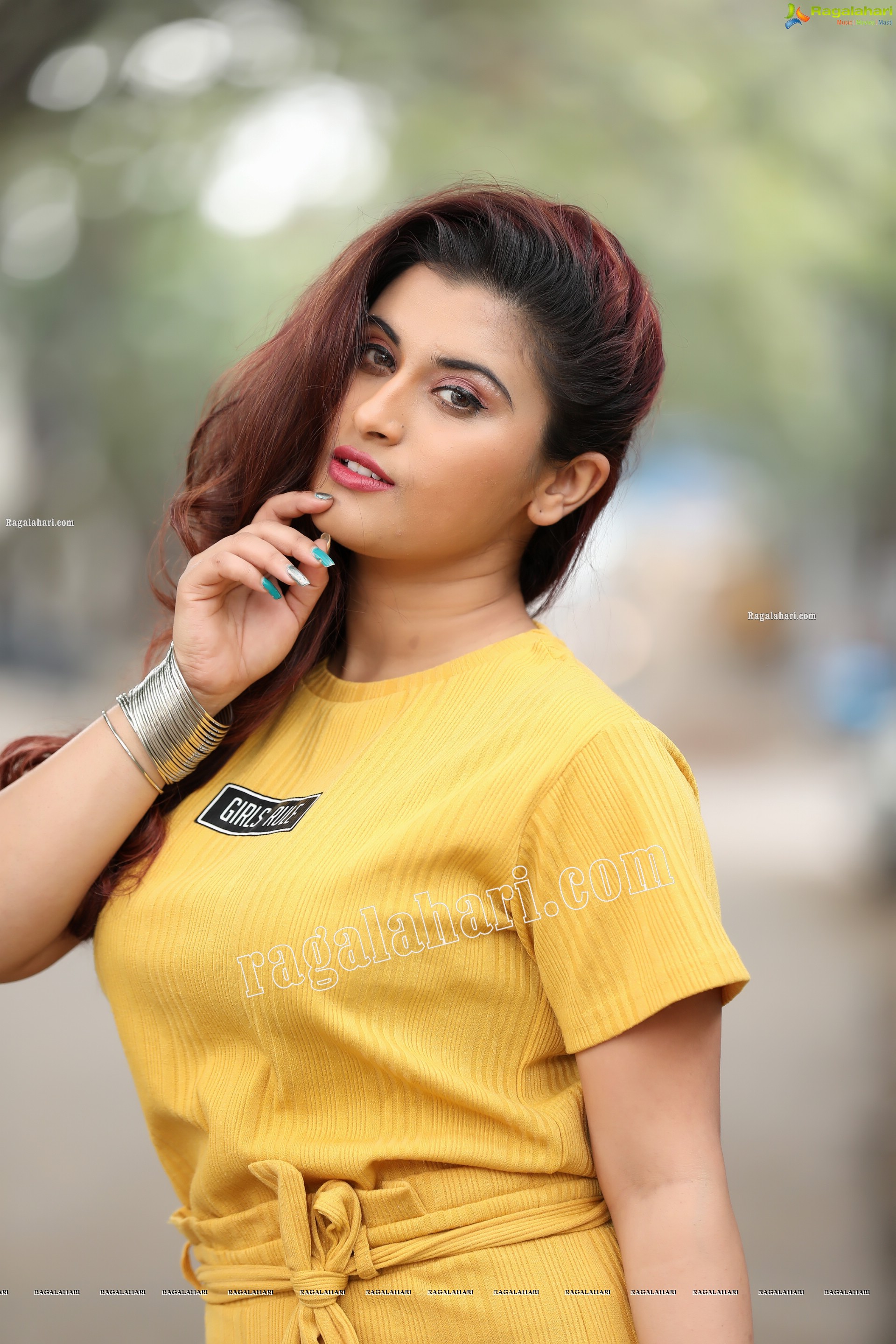 Gunnjan Aras in Yellow High-Waisted Self Tie Belt Long Pant Exclusive Photo Shoot